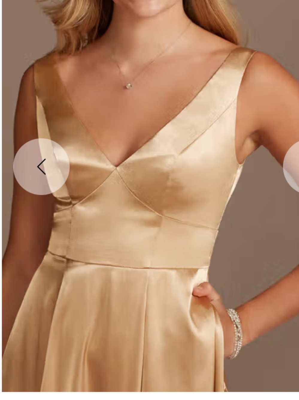 Galina Signature Charmeuse Tank V-Neck Dress with Slit in Desert Coral